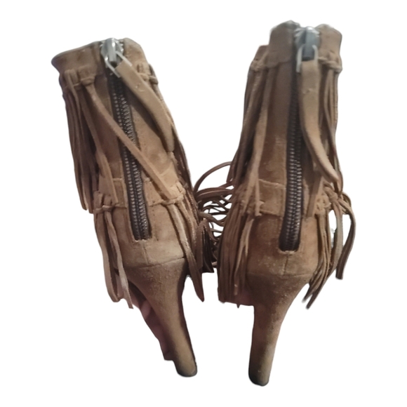 Jean Michelle Cazabat pepe tan fringe suede leather ankle boots booties 38.5 8.5 - Picture 3 of 11